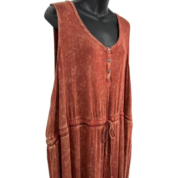 Torrid Super Soft Knit Plus Size 5X Rust Red Sleeveless Button Jumpsuit Pant New - Picture 4 of 10